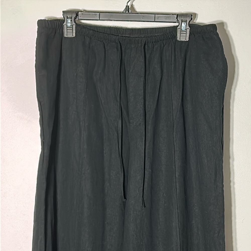 2 Brand new linen pants, drawstring, pockets, black & black/white striped - Picture 2 of 9